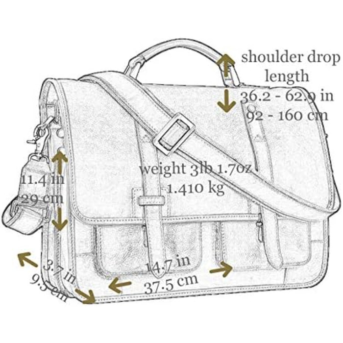 Шкіряний портфель для чоловіків - ділова сумка для ноутбука - італійська шкіряна сумка ручної роботи - сумка-месенджер чорна