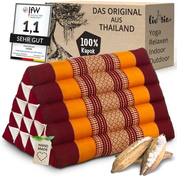 Надзвичайно висока подушка для спини livasia - 38x55x35 см - Трикутна подушка для саду та балкону, клиноподібна подушка з капоком, подушка для підтримки ніг, ручної роботи, подушка для медитації (помаранчева)