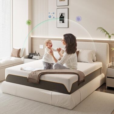 Матрац wowttrelax 90x200 см, товщина 20 см, піна з ефектом пам&39яті, висока щільність, середня жорсткість та висока пружність, комфортна та дихаюча тканина, антибактеріальний та пилонепроникний, міцний 90 x 200 x 20 см