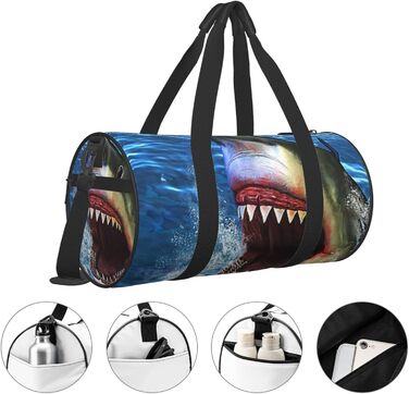 Спортивна сумка для подорожей, дизайн Акуляча голова, чорна, універсальний розмір