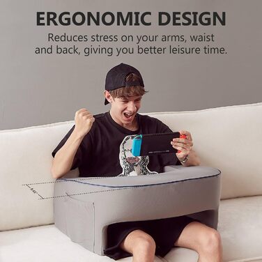 Подушка для читання, ергономічний стіл для колін, подушка для читання в ліжку, підлокітник для дивана, подушка для колін, подушка для читання, ігрова подушка, подушка для рук для дорослих - сіра