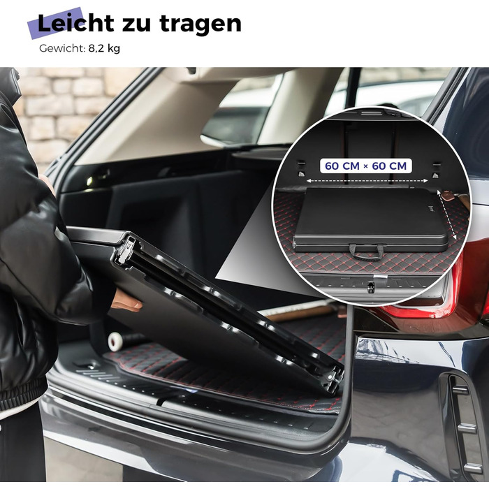 Складаний стіл 120 см портативний, регульований по висоті кемпінговий стіл, садовий стіл обідній стіл святковий стіл складний, зовнішній/критий, чорний