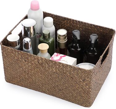 Відкритий кошик для зберігання морської трави, вітальня, стіл, декоративна коробка, плетений плетений кошик для рушників, прямокутний органайзер для зберігання у ванній кімнаті, коробка, полиці та столи, багатоцільовий медіа-органайзер для кави