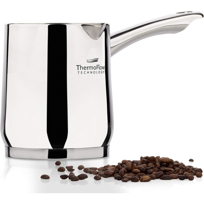 Індукційний горщик мокко з нержавіючої сталі ROSMARINO 300 мл - сучасний турецький кавник Cezve з 3-шаровою сталевою основою (300