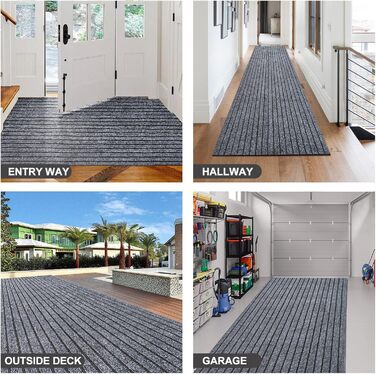 Доріжка з гумовою основою, нековзна, для внутрішнього та зовнішнього використання, для коридорів, нестандартні розміри, для вхідних зон, балконів, патіо, кухонь, гаражів, сходів, пралень