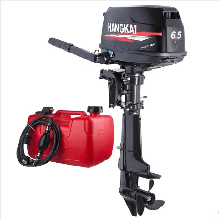 Човновий мотор потужністю 6,5 к.с., 4-тактний, бензиновий двигун, водяне охолодження, потужний човновий мотор для надувних рибальських човнів, система запалювання CDI, 123 куб.см, короткий вал 40 см/16 дюймів, 5000-6000 об/хв