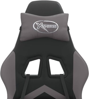 Геймерське крісло з функцією масажу, під шкіру, обертове на 360, чорно-сіре, 57,5 x 59,5 x 121-131 см, для розслаблюючої гри Модель 349595