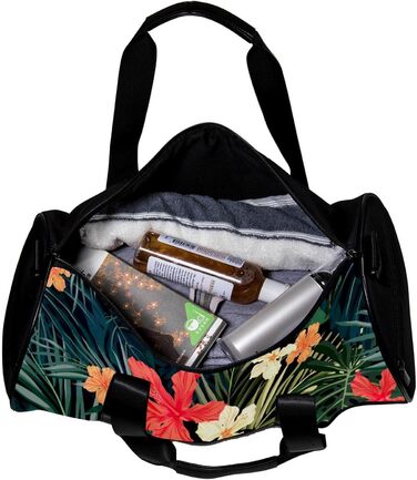 Спортивна сумка, маленька дорожня сумка, сумка для йоги, з тропічними рослинами та квітами, сумка для фітнесу на відкритому повітрі, ручна поклажа