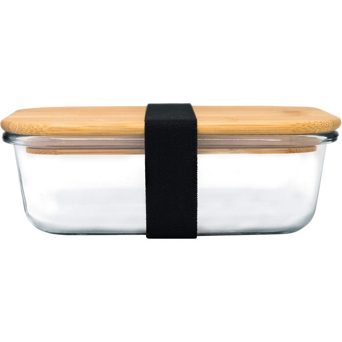 Скляна банка для зберігання продуктів Nerthus з бамбуковою кришкою, 1500 мл, боросилікатне скло, прозора
