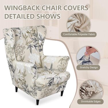 Чохол для крісла Gugxiom, чохол для крісла з 2 частин з принтом та спинкою, чохол для крісла, який можна прати, захисний чохол для меблів для вітальні, спальні, готелю (елегантний)
