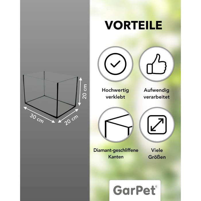 Акваріум GarPet 30x20x20 см 12 л прямокутний скляний акваріум акваріум для креветок акваріум міні-акваріум морський акваріум нанорезервуар, рибки