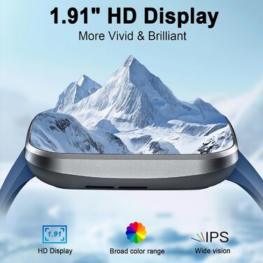 Розумний годинник для чоловіків та жінок, 1.91-дюймовий HD Smart Watch з Bluetooth-дзвінками, фітнес-трекер, крокомір з понад 110 спортивними режимами, монітор сну, монітор серцевого ритму SpO2, водонепроникний фітнес-годинник IP68 для Android та iOS, тем