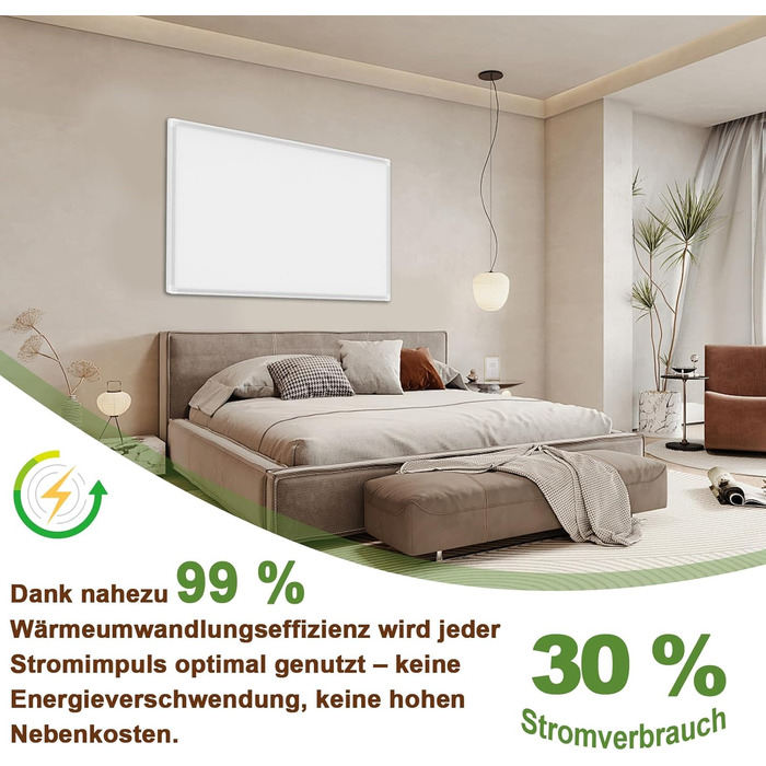 Інфрачервоний обігрівач 180 Вт, настінний інфрачервоний обігрівач до 120 градусів Цельсія для 1-3 м - електричний обігрівач із захистом від перегріву - сертифікований TV - 10-річна гарантія 180 Вт