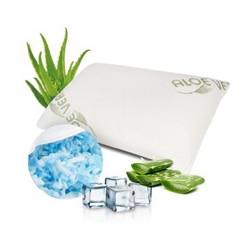 Дорожня подушка 40x24x12 см з гелевих пінопластових паличок та чохла з алое вера - охолоджувальна подушка з м&39якою охолоджувальною піною - охолоджувальна подушка для голови - для сну на животі, на спині та на боці - дорожня подушка 40x24x12 см з охолодж