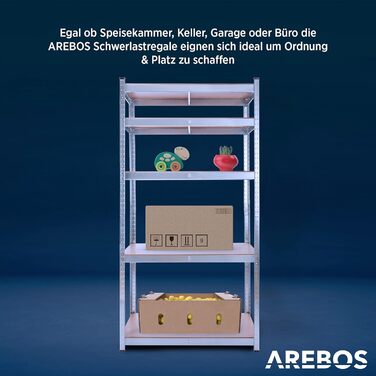 Надміцний стелаж Arebos, комплект з 2 шт. 180x90x30 см Вантажопідйомність 875 кг 5 полиць з МДФ Легке складання за допомогою вставної системи Оцинкований сріблястий колір