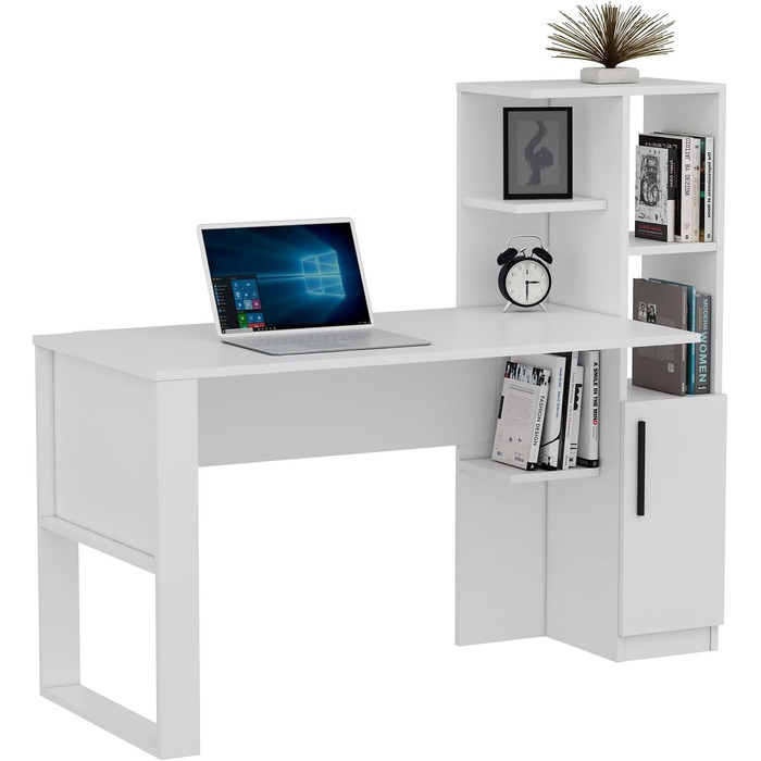 Письмовий стіл Homidea Tody - Комп&39ютерний та письмовий стіл - Робочий простір - Місце для зберігання з дверцятами та полицями в сучасному дизайні для домашнього офісу або дитячої кімнати (Tody - білий)