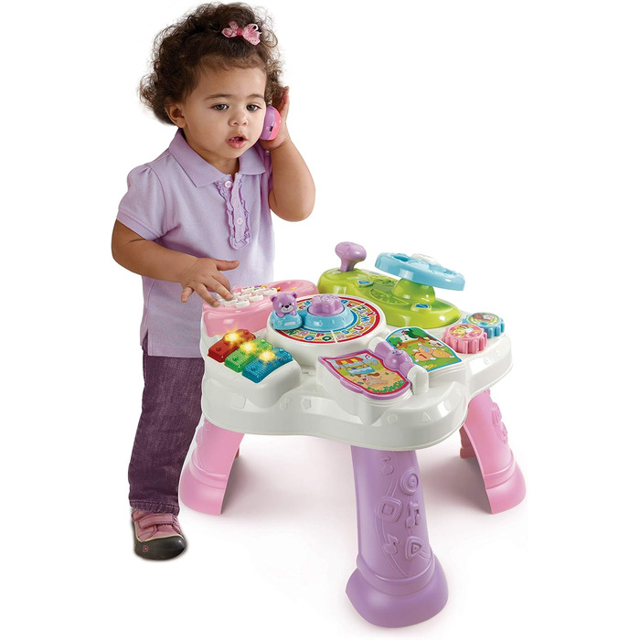 Барвистий дитячий ігровий стіл із 6 ігровими полями та інтерактивними елементами Вивчайте кольори, цифри, тварин, музику та форми