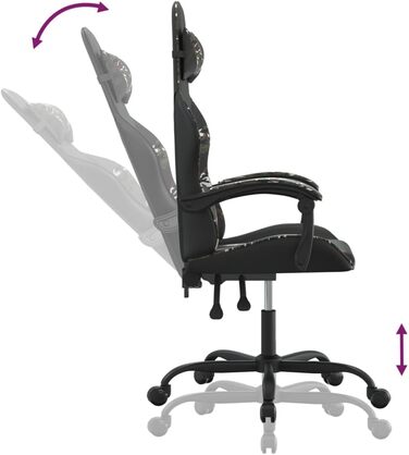 Геймерське крісло, чорне, камуфляжне, штучна шкіра, поворотне, регульоване, ергономічне, комп&39ютерне крісло для геймерів без підставки для ніг, чорно-камуфляжне