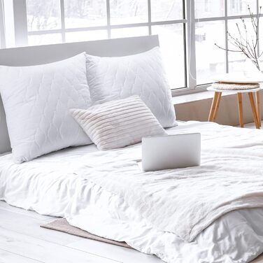 Подушка для постільної білизни Utopia 80x80 см (комплект з 2 шт.), стьобана подушка для ліжка та як декоративна подушка, наповнювач подушки, подушка для дивана, декоративна подушка для дивана (біла) 80 x 80 см (комплект з 2 шт.)