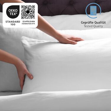 Подушки Komfortec 80x80 см, комплект з 2 шт. , сертифіковані Oeko-TEX, подушки з наповнювачем 1000 г, підходять для алергіків, можна прати, подвійний пакет 80x80 см, класичний