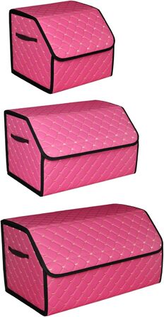 Органайзер для багажника позашляховика та седана, шкіряний, складаний, компактна коробка з кришкою, портативні контейнери для вантажу, аксесуари для інструментів, рожевий, жіночий (55 см / 21.65 дюймів)