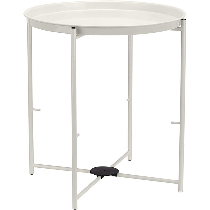 Круглий журнальний столик Storeo Basics із рішенням для зберігання, світло-кремовий вересовий журнальний столик 44,96 x 44,96 x 48,0 см