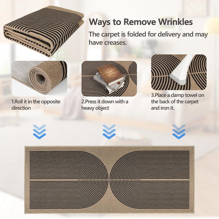 Килимова доріжка Capsulpad для передпокою 80x200 см, кухонний килим з джутовим ефектом, натуральний килим, що миється, чорний, нековзка, кухонна доріжка для коридору, кухні, спальні, балкону, чорного кольору 80 x 200 см (прямокутна)