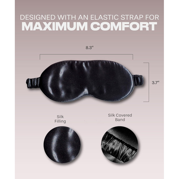 Шовкова маска для сну - Маски для сну для жінок і чоловіків - Покриття для очей для сну - Пов'язка на очі, затемнення, гра - Чорна