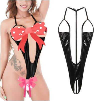 Жіноча сексуальна білизна, нічна сорочка, мокрий плюшевий комбінезон, відкрита білизна з глибоким V-подібним вирізом, без рукавів, з відкритою спинкою, боді-стрічка, чорний, F