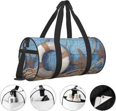 Дорожня сумка-циліндр з мушлевим принтом, спортивна сумка для чоловіків та жінок, сумка-мішок для пляжу та спорту