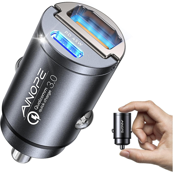 Вт прикурювач USB C міні супер швидка зарядка автомобільний зарядний пристрій USB C PD45W QC3.0 двопортовий автомобільний зарядний