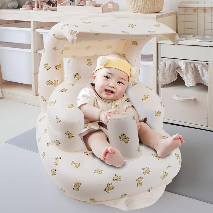Надувне дитяче крісло з сонцезахисним козирком для дітей від 3 місяців, дитячі підлогові сидіння для сидіння, дитячі сидіння для м
