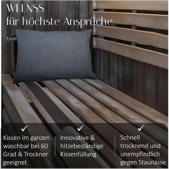 Подушка для сауни 25 x 35 см, яку можна прати, термостійка, виготовлена в ЄС, подушка для голови як опора для шиї - швидковисихаюча подушка, найкраща гігієна сауни - аксесуар для підголівника в сауні