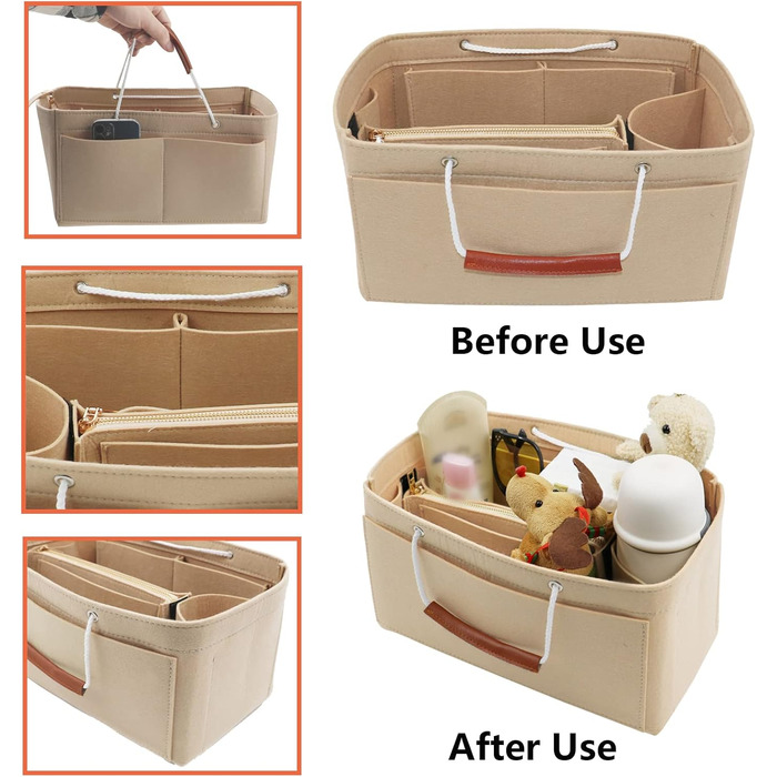 Сумка-органайзер Heavyoff Bag, повстяна сумка-органайзер зі знімною кишенею на блискавці та ручкою для жінок темно-синій XL темно-