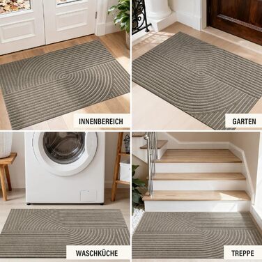 Килимок для вловлювання бруду FEOMOS для приміщень/зовнішнього використання 60x90 см, нековзний абсорбуючий килимок для дверей, який можна прати та міцний, для вхідних дверей, коридору, балкону, кухні - бежевий 60x90 см