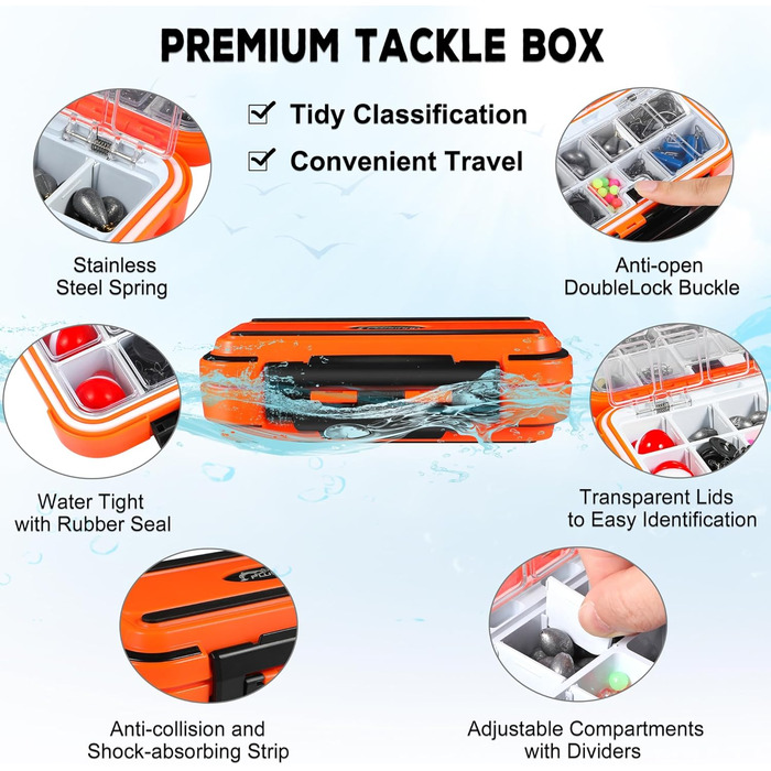 Набір рибальських снастей PLUSINNO з 253 предметів, коробка з рибальськими аксесуарами, рибальські гачки, рибальські вантажі, грузила, блешні, рибальське спорядження для окуня, блакитного окуня, краппі, риболовля