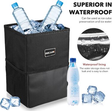 Поліестеровий автомобільний сміттєвий бак Beicarin з кришкою - Автомобільний мішок для сміття з кишенями для зберігання герметични