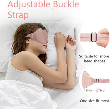 Маска для сну, 100 світлонепроникна маска для сну, 3D накладки на очі з регульованим ремінцем, піна з пам'яттю, нічна пов'язка для