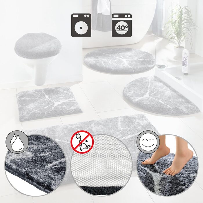 Килимок для ванної Erwin Mller, килимок для ванної, килимок для ванної, нековзний, мармурово-сірий, розмір 70x120 см - високопоглинальний, швидковисихаючий, підходить для підлоги з підігрівом (доступні інші розміри) Сірий килимок для ванної - 70x120 см