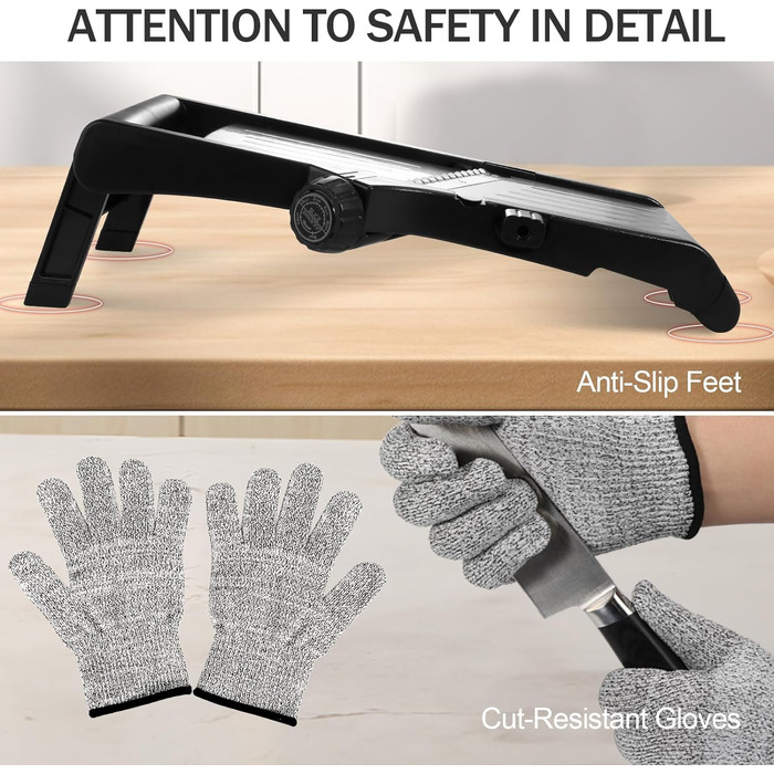 Овочерізка Masthome Mandolin, кухонний різак для нарізання 10 в 1 з лезами з нержавіючої сталі, багатофункціональний овочевий слай