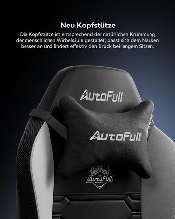 Ергономічне ігрове крісло AutoFull C3 Ігрове крісло з 2D підлокітниками, підставкою для ніг, підголівником та поперековою опорою Вантажопідйомність 150 кг Зручний тканинний чохол (чорний та білий)