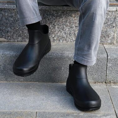 Гумові чоботи BILIKEYU для жінок та чоловіків, плоскі, нековзні, водонепроникні гумові чоботи для роботи, риболовлі, миття автомобіля, кухні, гумові чоботи, короткі чоботи, розмір 39, сірі