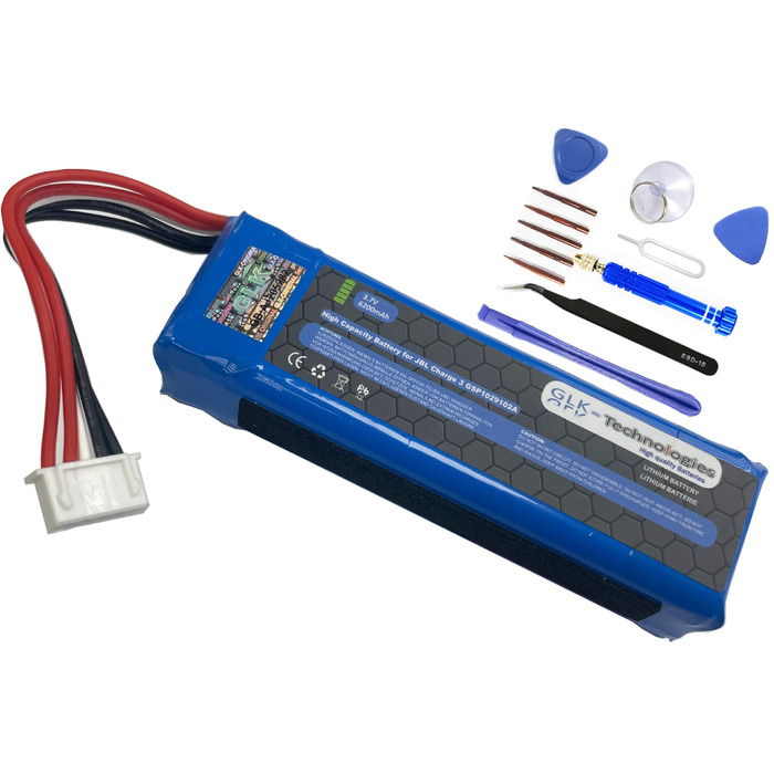 Змінний акумулятор GLK-TECHNOLOGIES високої потужності, сумісний з JBL Charge 3 GSP1029102A, акумулятор Bluetooth-колонки 6200 мАг професійний інструмент