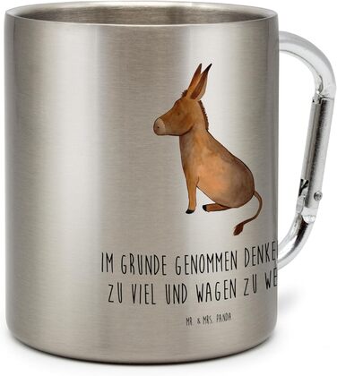 Чайна кружка з віслюком та пані Панда - подарунок, термокружка, ізольована кружка, смішні вислови, нержавіюча сталь, кружка для пиття, хоробрість, впевненість, метал, мужність, мета, позитивні думки