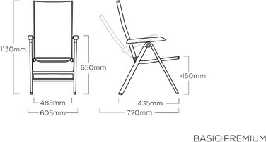 Крісло Kettler Basic Plus Premium Multiposition, срібло/лакриця, Alu/тканина для вулиці, 0102401-0000