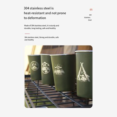 Набір із 4 кавових чашок з нержавіючої сталі 304 об&39ємом 350 мл для активного відпочинку, білий, для походів