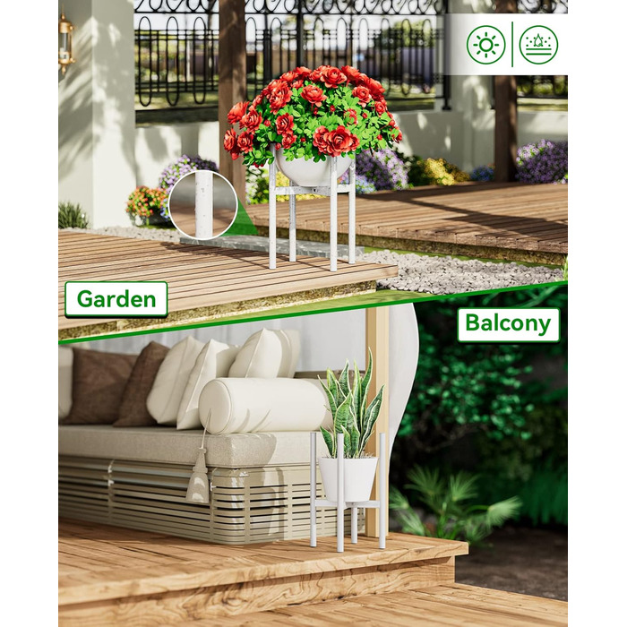 Регульована підставка для рослин JANE EYRE металевий тримач для горщиків з антикорозійним покриттям, велика підставка для рослин для дому, тримач для рослин у горщиках, підходить для різних горщиків (білий)