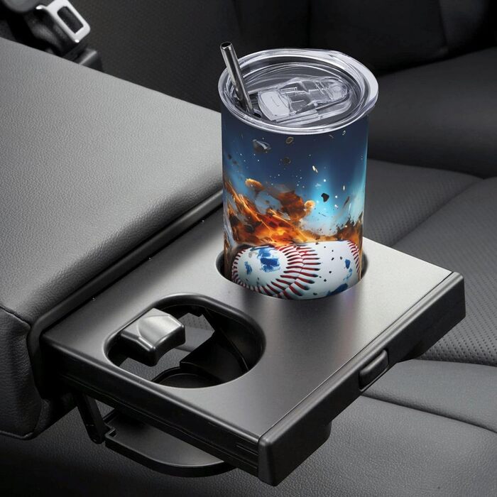 Кухоль з прямою трубочкою, 590 мл, Гарячий бейсбол, з принтом, дорожній кухоль, підходить для кемпінгу, офісу та дому