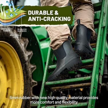 Чоловічі гумові чоботи Furuian зі сталевим носком, робочі чоботи до щиколотки, гумові робочі чоботи-челсі, водонепроникні, грязьові, нековзні, будівельні черевики для сільського господарства, промисловості, роботи, полювання, 47 EU, чорні