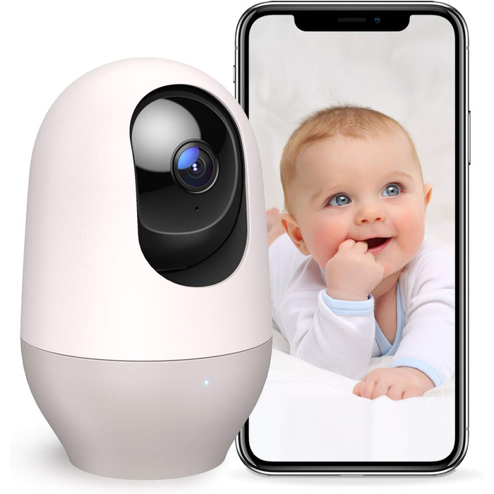 З камерою, Babyphone з камерою та мобільним додатком, 1080P HD Night Vision, AI Tracking, Intercom Function, Compatible with Alexa